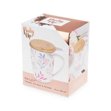Bailey: Botanical Bliss Ceramic Tea Mug & Infuser