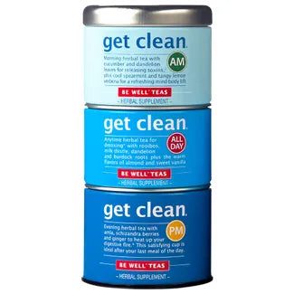 Get Clean. Stackable tea tins, 14 bags per tin 42 bags total.